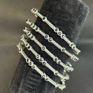 SILVER BRACELET WITH BLACK ONYX STONES