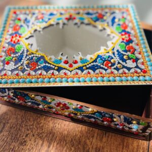 Rhinestone solid wood Trinket box- Mirror