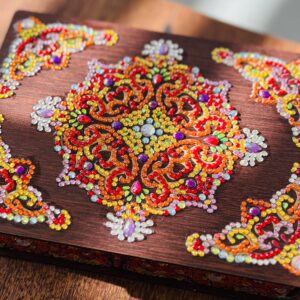 Rhinestone solid wood Trinket box- Circle