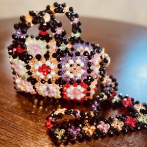 Quilted Patchwork Beaded Handbag