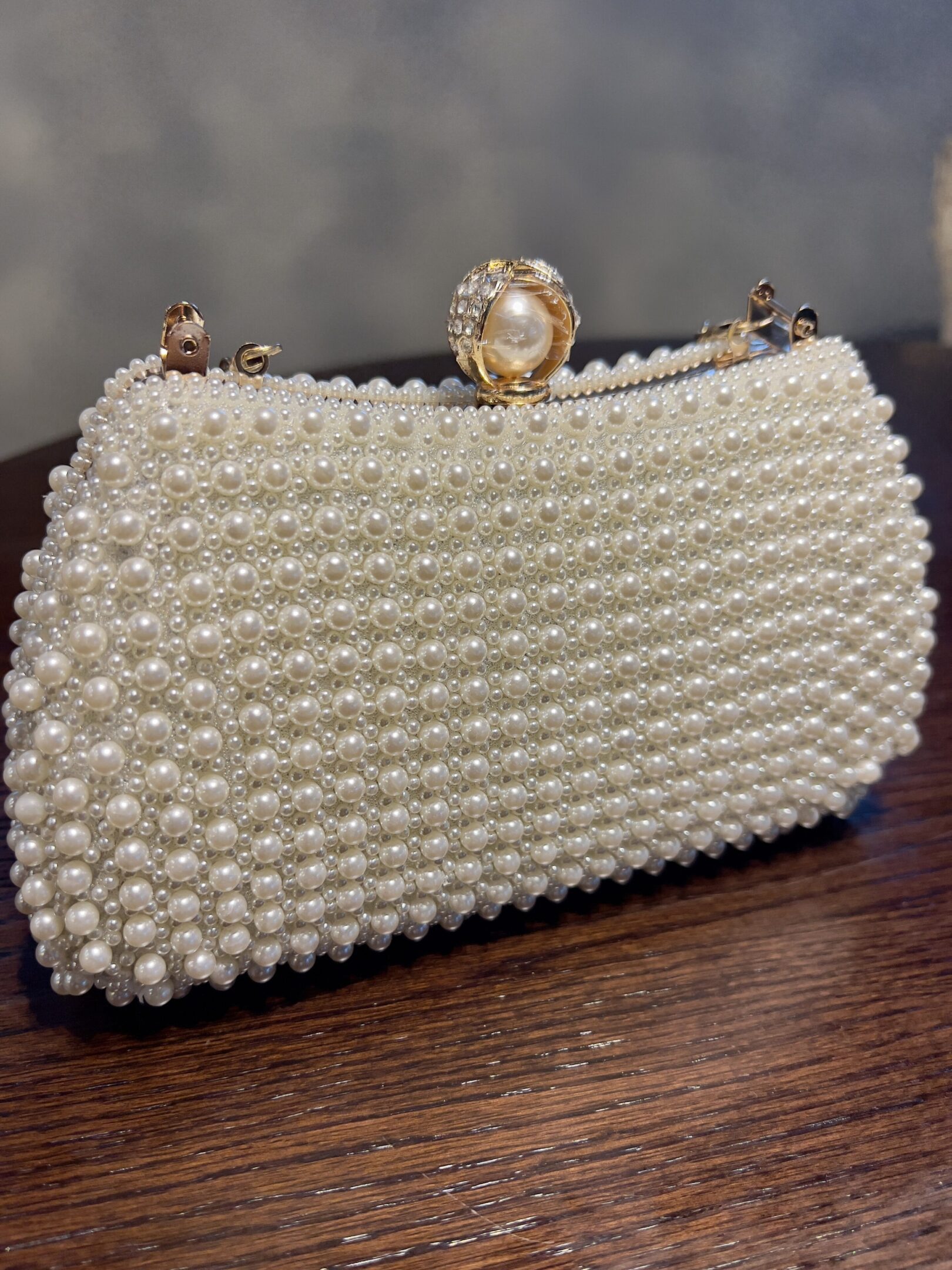 Pearl Beaded Handbag with Pearl Closure - Image 2