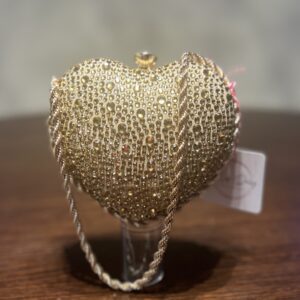 Gold Rhinestone Heart Clutch